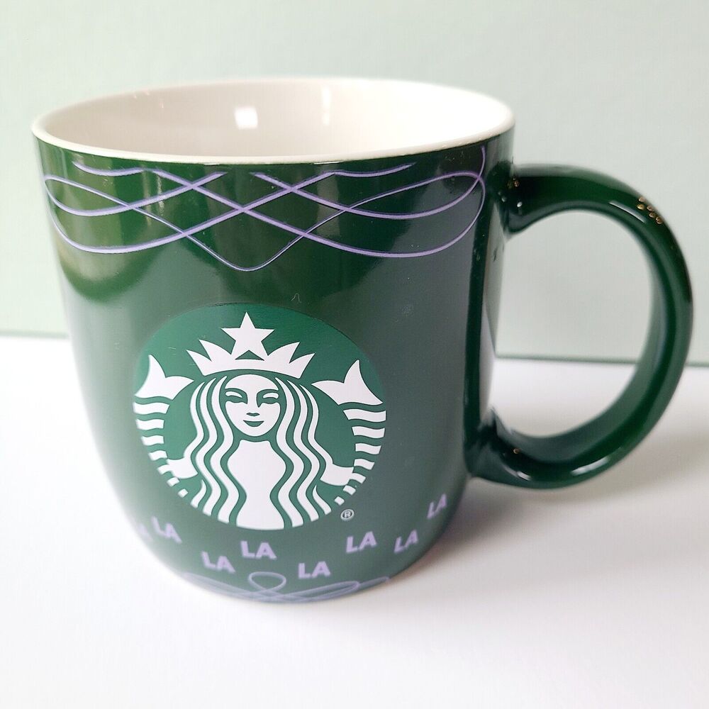 Starbucks Christmas Coffee Cup Mug‎ 2020 18 oz Holiday Green Fa La La La- logo